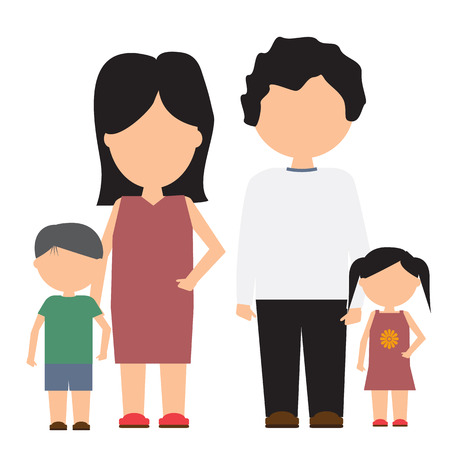 Happy family vector icon with flat and solid color design. Family portrait with minimalism style.のイラスト素材