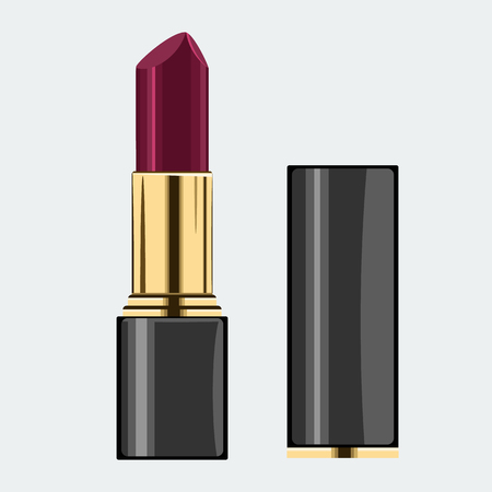 Colorful lipstick model with cap. Mock up with flat and solid color design. Illustrated vectorのイラスト素材