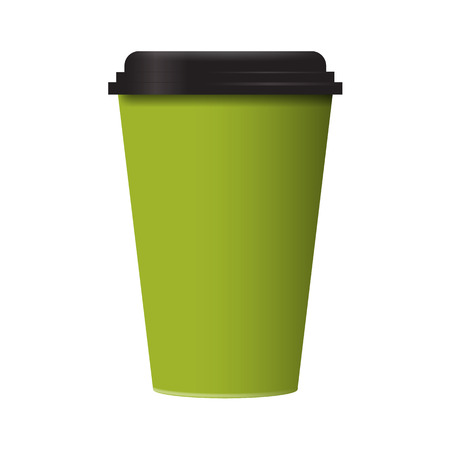 3D Green Realistic blank paper Coffee Cup mockup. Vector Templateのイラスト素材