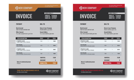 Set of Invoice template sample with trendy minimalism design. Illustrated vector.のイラスト素材