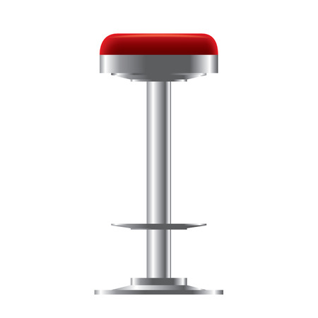 Red and metallic realistic bar stool illustration.のイラスト素材