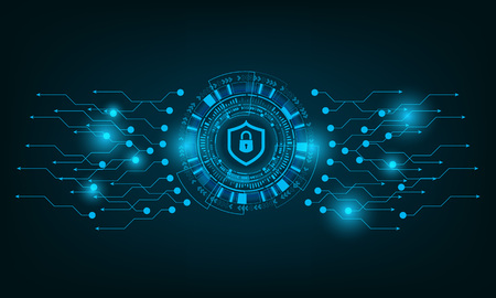 Techno circle geometric security concept banner. Illustrated vector.のイラスト素材