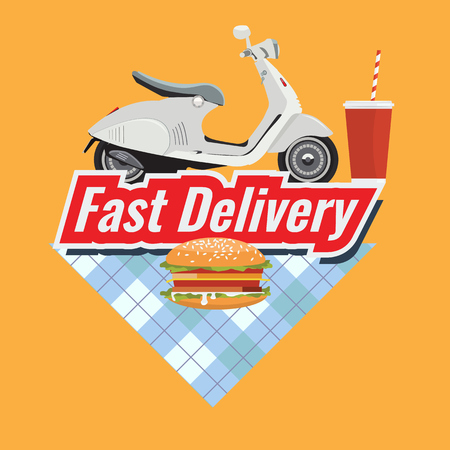 Fast Delivery concept Logo or icon with minimalism style. Flat and solid color design.のイラスト素材