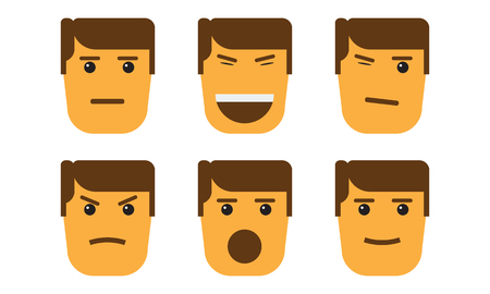 Set of cartoon face emotions with minimalism style. Illustrated vector.のイラスト素材