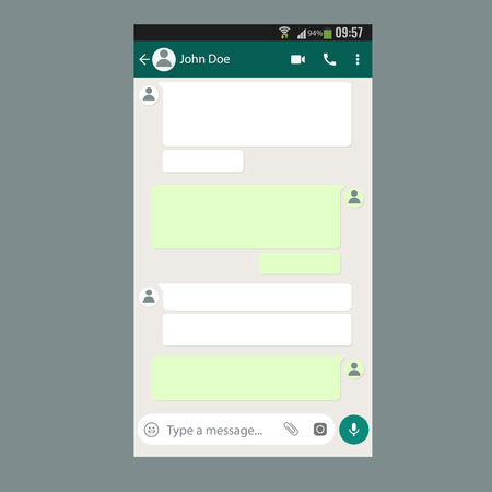 Mobile UI kit Chat app template on smartphone screen. Vector illustrationのイラスト素材