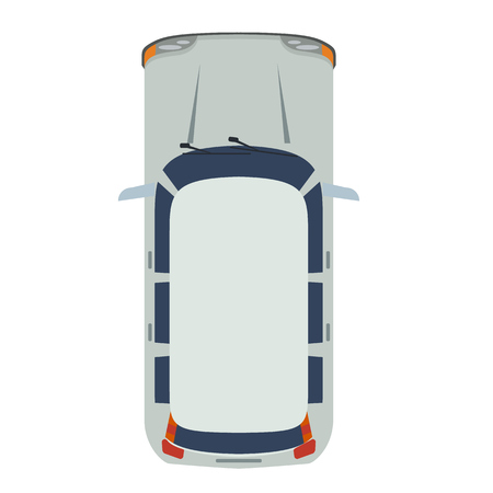 Hatchback car, top view. Realistic and flat color style design. Vector illustration.のイラスト素材