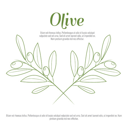 Olive branch with trendy line art style. Contour line drawing vector.のイラスト素材