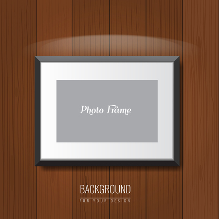 3d empty photo frame on the wall. Vector Advertising background for your advertisement layout.のイラスト素材