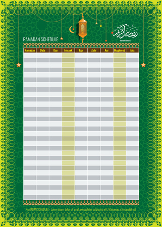 Ramadan Imsakia or Amsakah Calendar Scheduleのイラスト素材