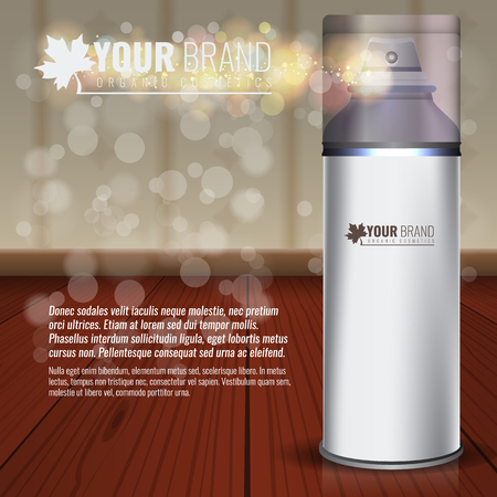 Vector illustration of Realistic cosmetic bottle for men with transparent cap with bokeh bubbles.のイラスト素材