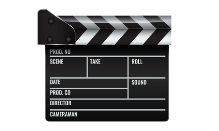 Closed realistic Cinema or film clapper. Illustrated vector.のイラスト素材