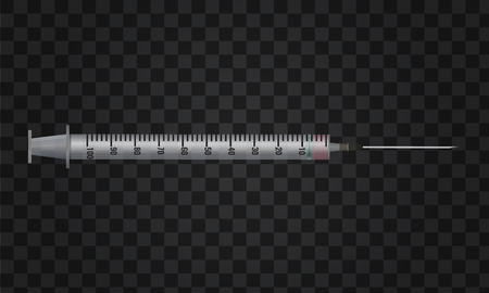 Syringe horizontally mock up side view.のイラスト素材