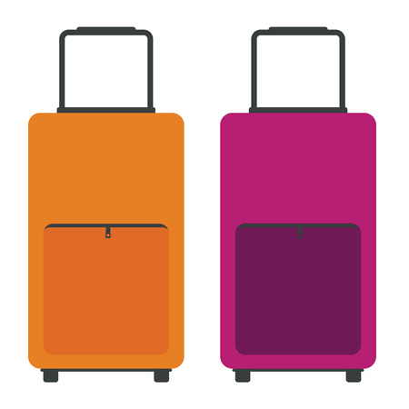 Orange and pink Travel Bags. Solid and flat color. Vector illustration.のイラスト素材