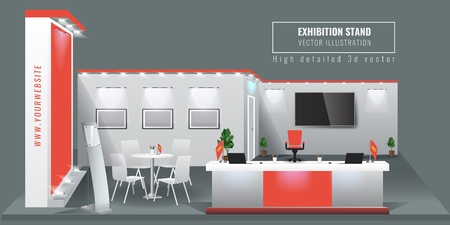 Grand Exhibition stand display mock up. Vector illustration.のイラスト素材