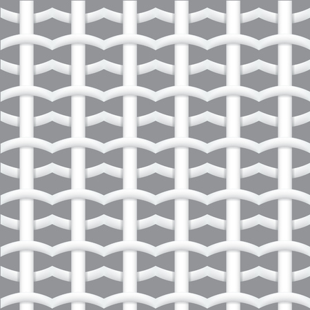 Realistic Woven fiber seamless pattern with shadows. White geometric seamless pattern. Abstract background. High detailed Vector illustrationのイラスト素材