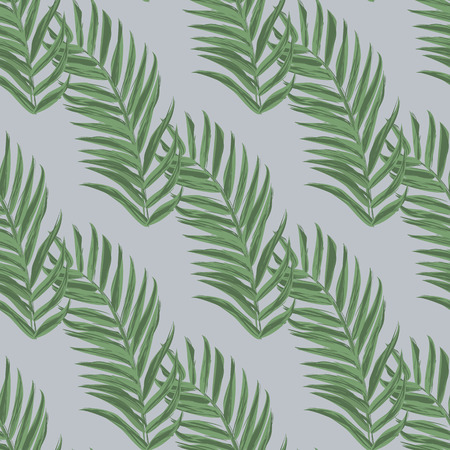 Palm leaf seamless pattern background. Beach seamless pattern wallpaper of tropical leaves of palm trees. Vector illustration.の写真素材