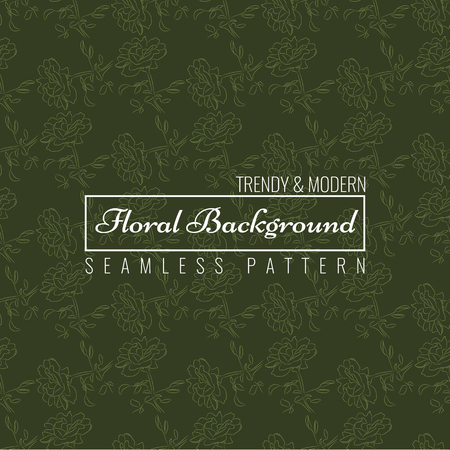 Rose seamless pattern with sketch style line art design. Floral texture background Vector illustration.のイラスト素材