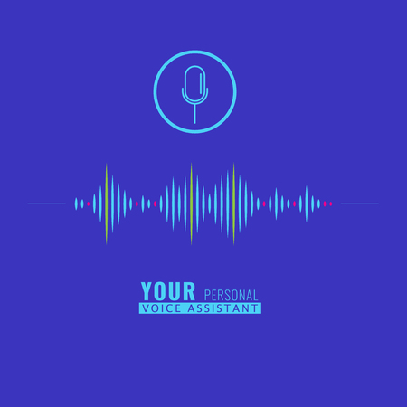 Sound wave for Personal assistant and voice recognition concept with minimalism style. Vector illustration.のイラスト素材