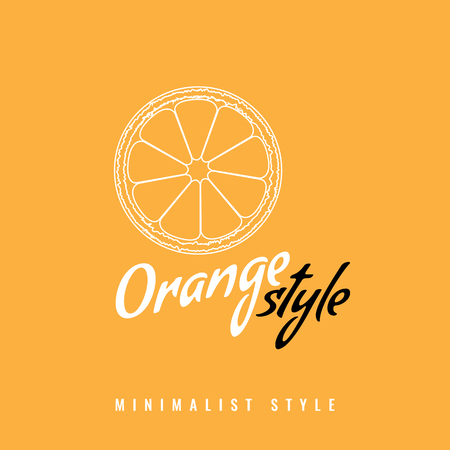Orange slice fruit icon or symbol with line art or outline style. Minimalist logo. Vector illustration.のイラスト素材
