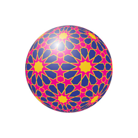Hexagonal 3d sphere with islamic tessellation pattern. Vector illustration.のイラスト素材