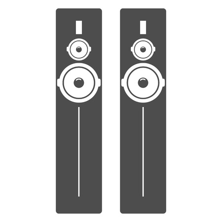 Black tall acoustic sound system or loudspeaker icon. High detailed vector illustration.のイラスト素材