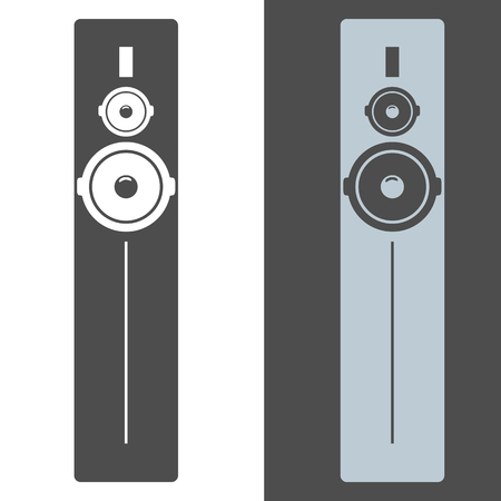 Black tall acoustic sound system or loudspeaker icon. High detailed vector illustration.のイラスト素材