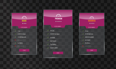 Trendy transparent price list and offer columns with glass effect. Illustrated vectorのイラスト素材