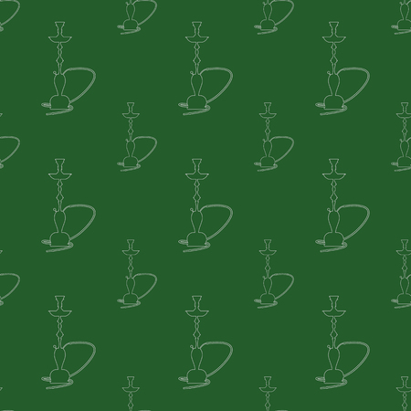 Hookah pattern seamless with line art style. Bar or restaurant menu background. Vector illustration.のイラスト素材