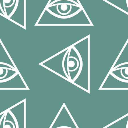 Eye providence magical seamless pattern. Mystical masonry wallpaper background. Vector illustration.のイラスト素材