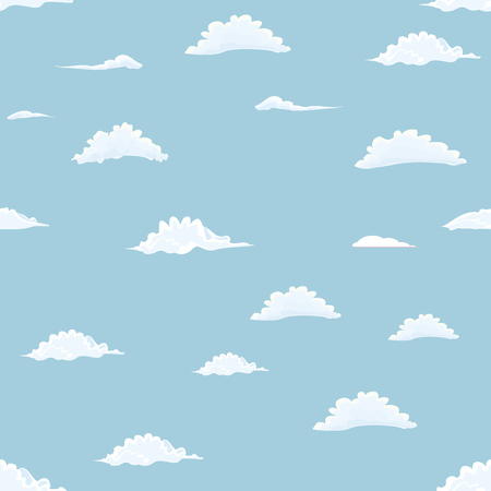 Clouds seamless on blue sky background. Cartoon style flat color vector illustration.のイラスト素材