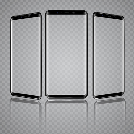 Modern Smartphone with different angles of view and Transparent Screens. High detailed vector illustration.のイラスト素材