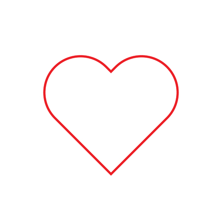 Heart Red outline flat style Icon. Vector illustration.のイラスト素材