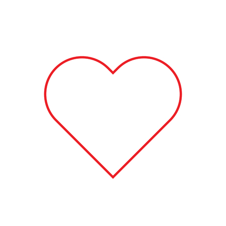 Heart Red outline flat style Icon. Vector illustration.