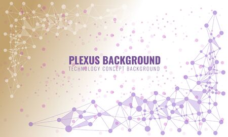 Abstract plexus background with connected lines and dots. Wave flow for your visit card or flyer background. Vector illustration.のイラスト素材