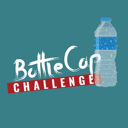 Bottle cap challenge. Bottle cap text for your t-shirt design. Vector illustration.のイラスト素材