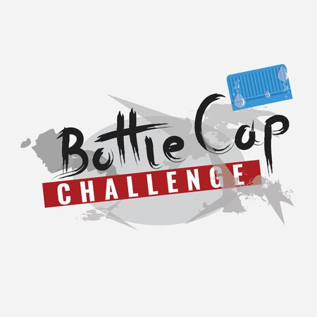 Bottle cap challenge. Bottle cap text for your t-shirt design. Vector illustration.のイラスト素材