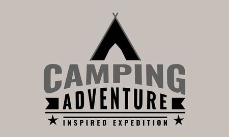 Camping icon or emblem with vintage style. Tent silhouette editable vector illustration.のイラスト素材