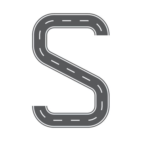 S letter for Road or street font for your design. Flat and solid color vector illustration.のイラスト素材