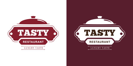 Royal and luxury restaurant logo for your menu design. Solid and simple logo. Flat color vector illustration.のイラスト素材
