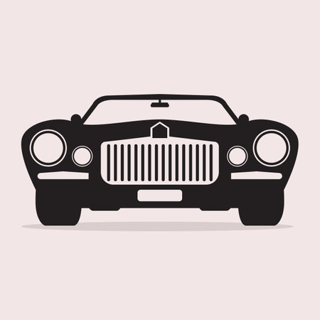 Muscle Classic or retro car front view. Flat and solid color vintage vector illustration.のイラスト素材