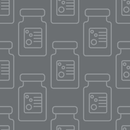 Vial bottle seamless background. Line art style vector illustration.のイラスト素材