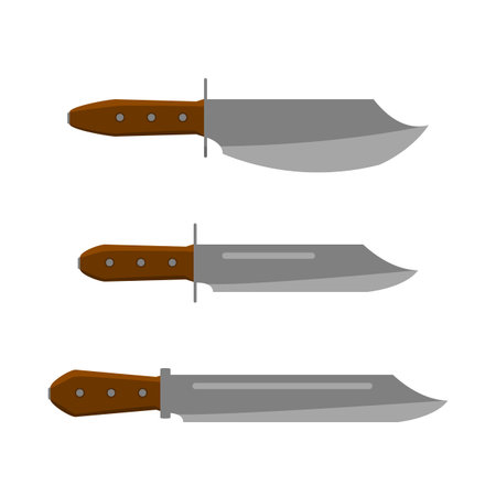 Vintage knife set. Flat and solid color vector illustration.のイラスト素材