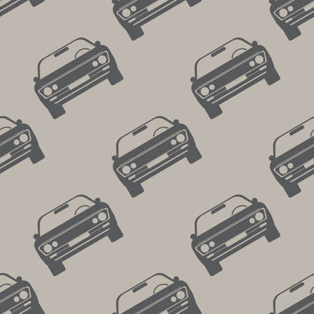 Retro car autos seamless pattern. Vintage background and solid color vector illustration.のイラスト素材