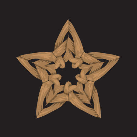 Creative woven unique star. Flat and solid color vector illustrationのイラスト素材