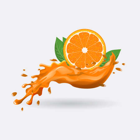 Orange juice with sliced orange and splashのイラスト素材