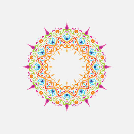 Floral decorative circle frame borderのイラスト素材