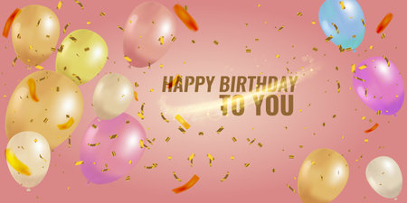 Colorful Happy Birthday poster for your design.のイラスト素材