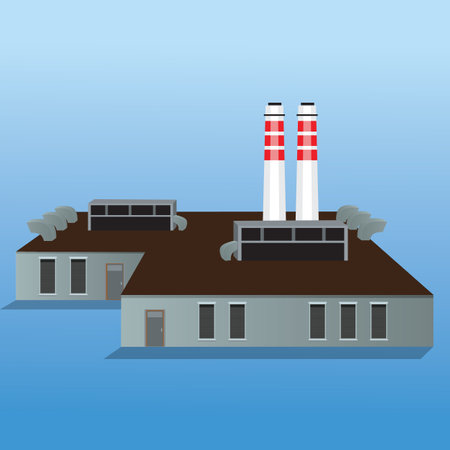 Industrial factory facade with front view and roofのイラスト素材