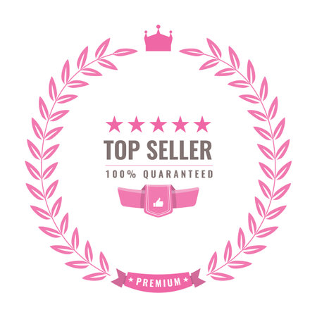 Wreath or laurel round badge for top sellerのイラスト素材