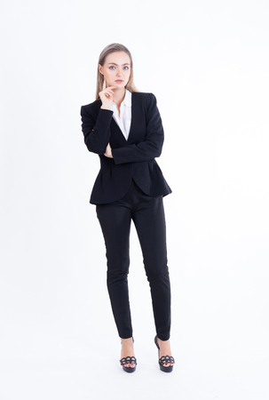 Full length Business woman confident standing isolated on white background.Occupation, career, job concept.の写真素材